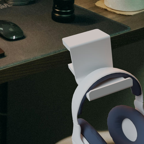 Desk - Mounted Headphone Hook with screw to hang up your headphones - Envision 3D